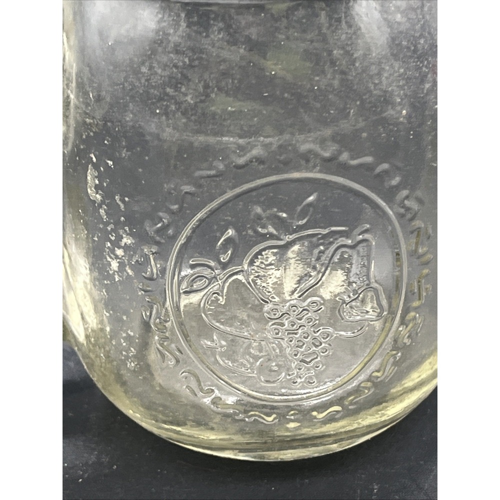 Vintage Cornucopia Fruit Logo Glass Ball Mason Jar Mug With Zinc Cap B12 Rare